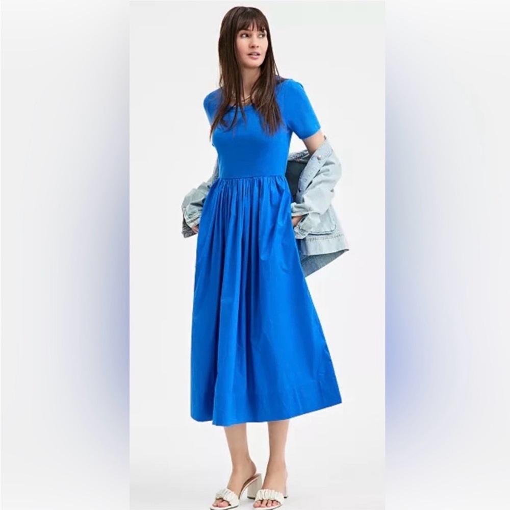 On 34th Blue Short Sleeve Midi Dress